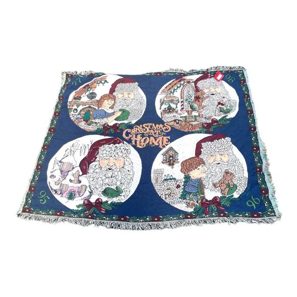 Vintage Christmas Throw "Christmas at Home" by Chatham Royal Tapestries Jacquard - Picture 1 of 13